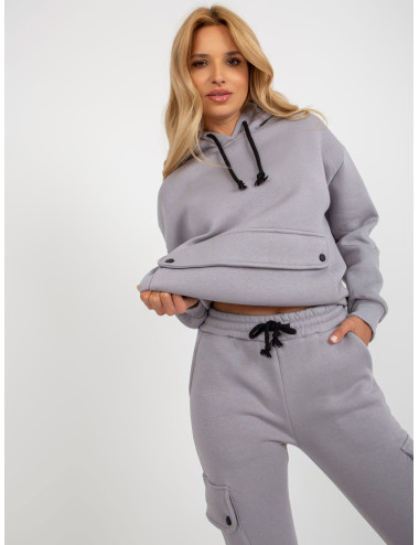 Gray women's sweatshirt sweatshirt with oversized sweatshirt 