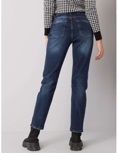 Dark blue straight jeans with Norfolk abrasions 
