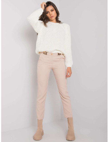 Beige Elegant Beverley Trousers 