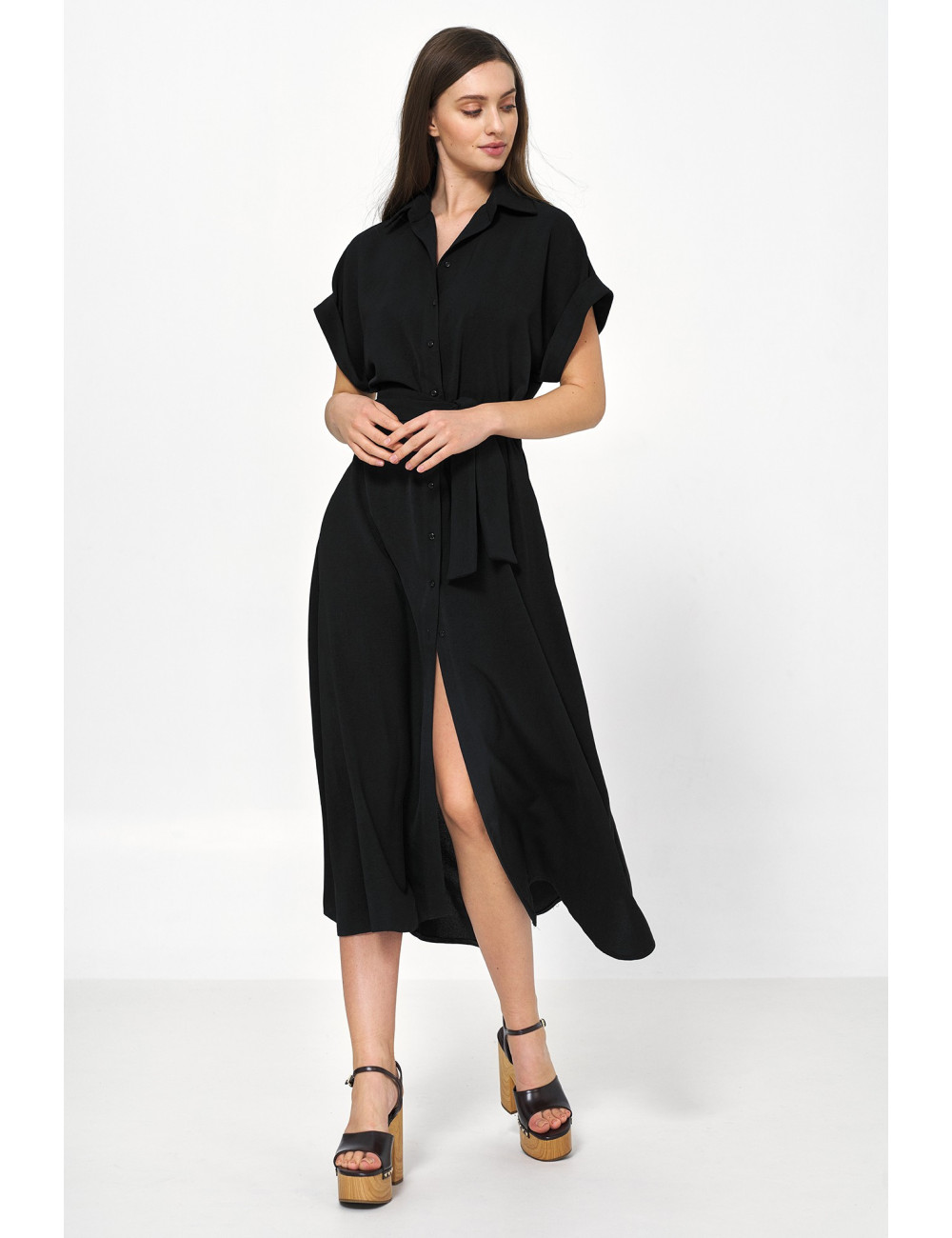 Robe midi en viscose noire 