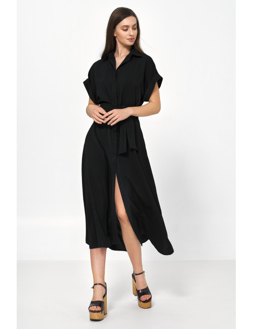 Robe midi en viscose noire 