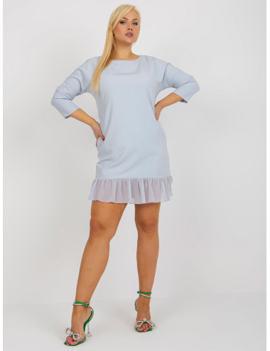 Light Grey Plus Size Cocktail Dress With Ruffle  