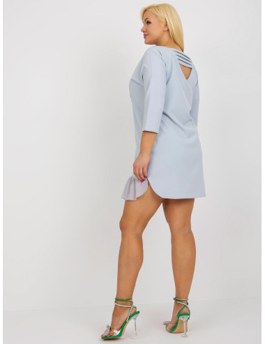 Light Grey Plus Size Cocktail Dress With Ruffle  