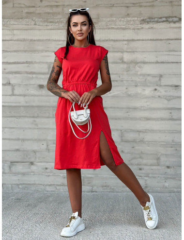 Red casual dress with elastic waist MAYFLIES 