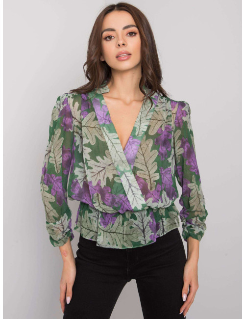 Barrie Print Green Chiffon Blouse 