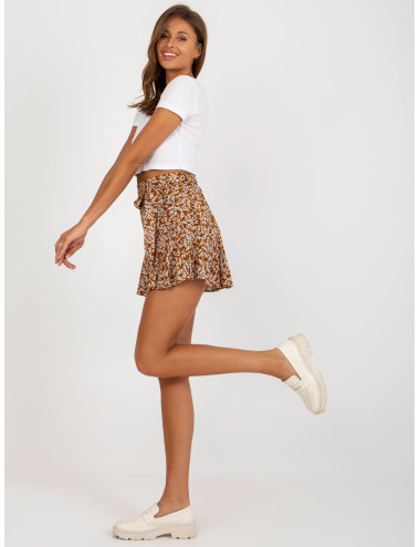 Light brown viscose skirt-shorts 