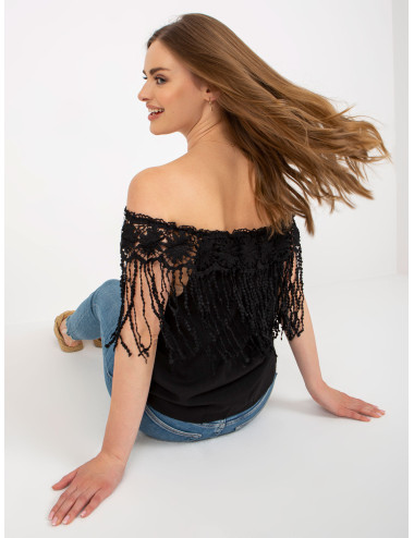 Black summer Spanish blouse with lace 