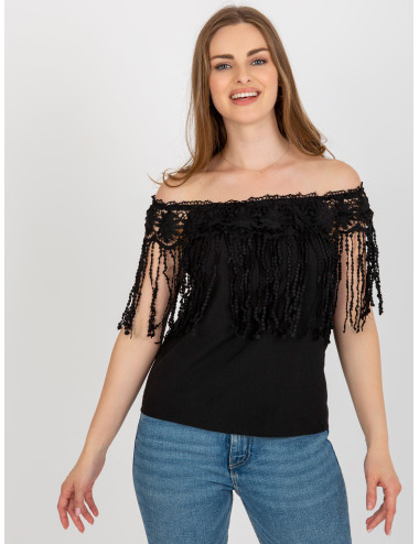 Black summer Spanish blouse with lace 