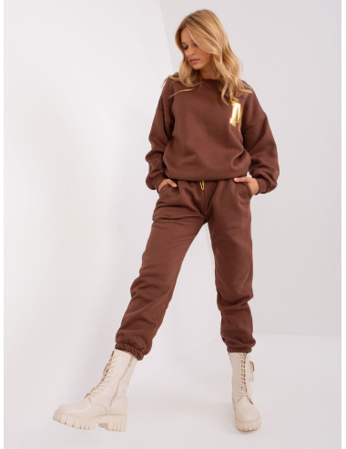 Dark brown insulated tracksuit for women 