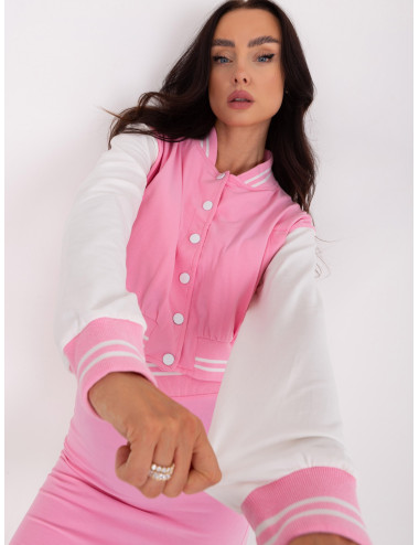 Pink casual set with baseball sweatshirt 