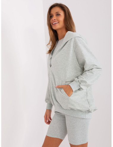 Light grey melange three-piece set with top 