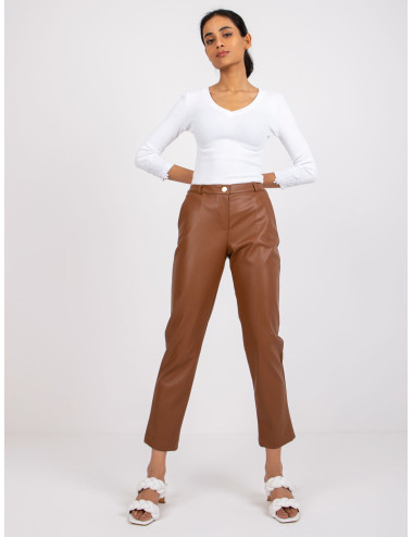 Light Brown Imitation Leather Benny Pants 