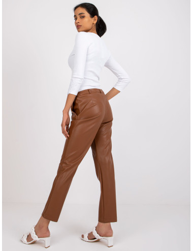 Light Brown Imitation Leather Benny Pants 