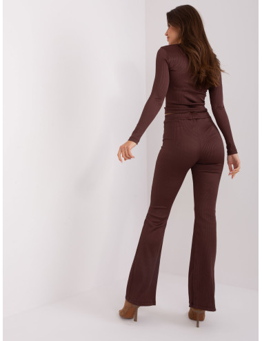 Dark brown casual set with bell pants 