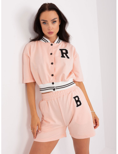 Peach two-piece casual set in cotton 