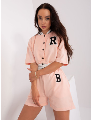 Peach two-piece casual set in cotton 