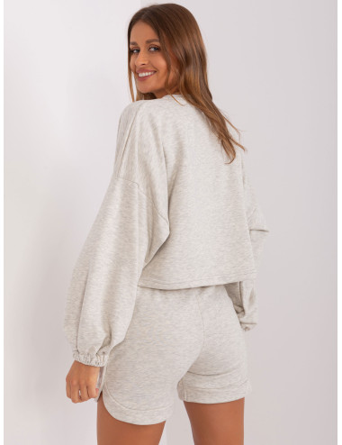 Grey melange tracksuit set with loose sweatshirt 