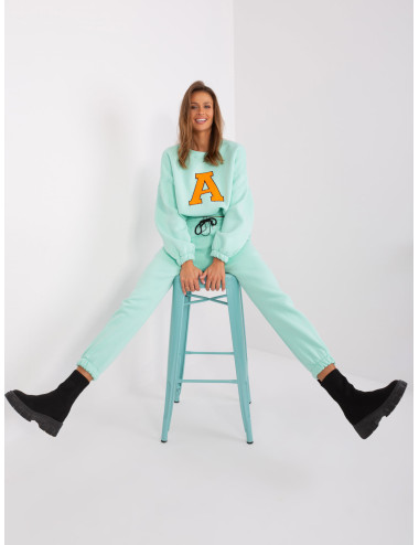 Mint and fluo pink tracksuit set with letter A 