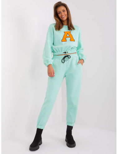 Mint and fluo pink tracksuit set with letter A 