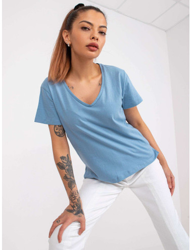Light blue T-shirt for women's V-neck Salina MAYFLIES 