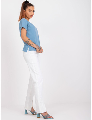 Light blue T-shirt for women's V-neck Salina MAYFLIES 
