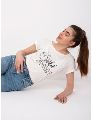 Ecru cotton t-shirt for women Cabrera MAYFLIES 