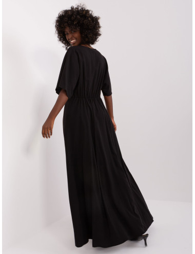 Black casual dress with triangle neckline ZULUNA 