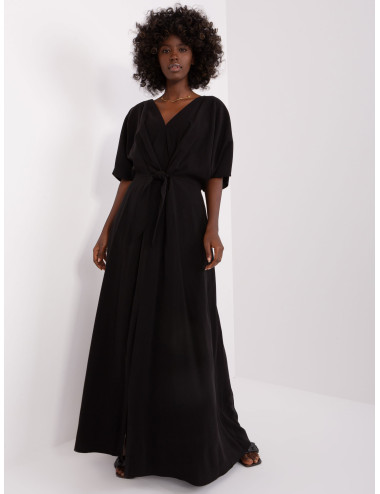 Black casual dress with triangle neckline ZULUNA 