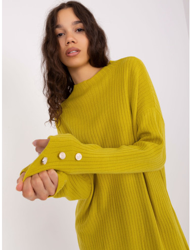 Olive knit dress with slits  