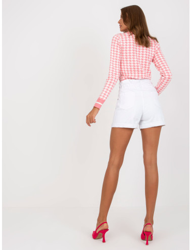 White denim shorts with buttons 