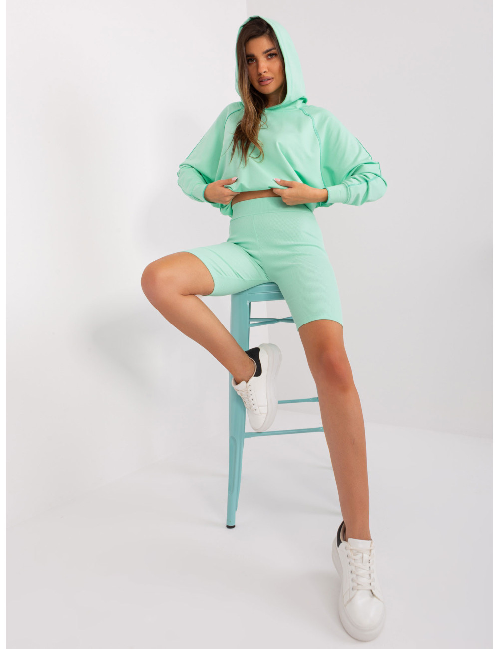 Mint casual set with long sweatshirt 