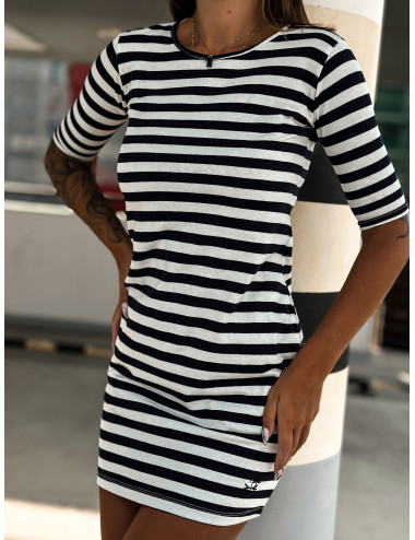 Mayflies white and black striped casual dress 