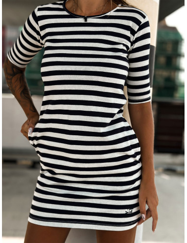 Mayflies white and black striped casual dress 
