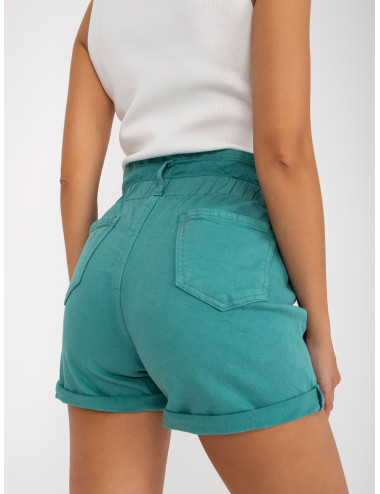 Turquoise High Waist Denim Shorts 