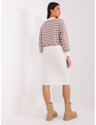 Brown-ecru basic set with striped dress 