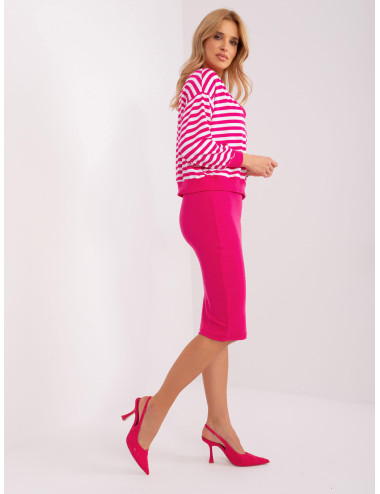 Fuchsia and white basic set with striped blouse 