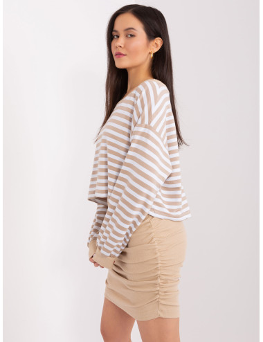 Beige and white basic set with striped blouse 