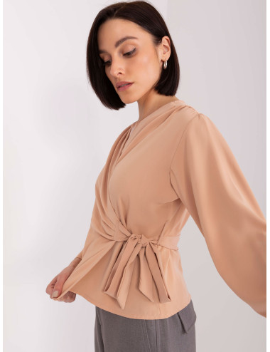Camel formal blouse with tie 
