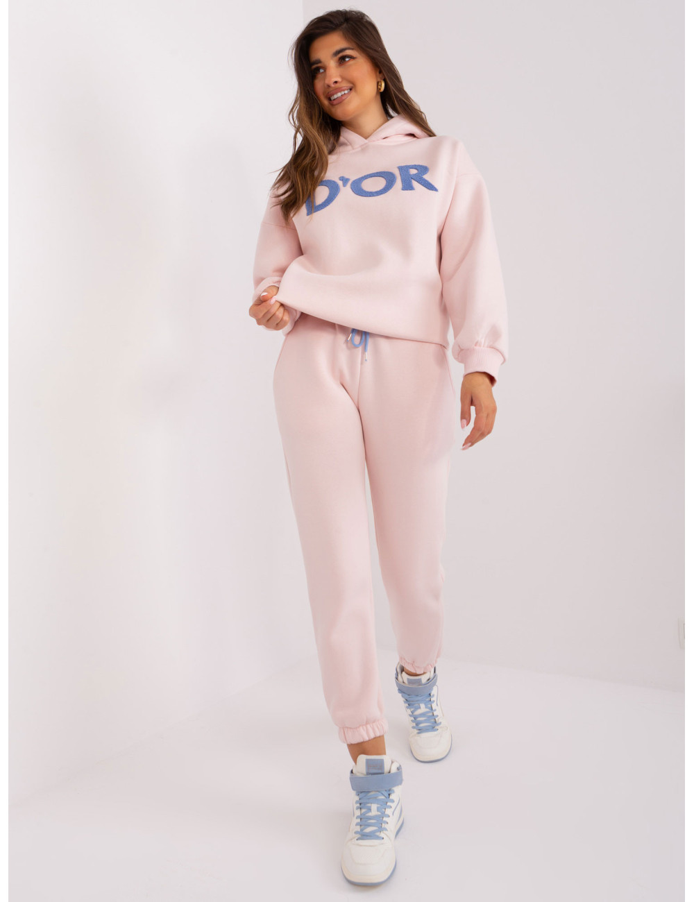 Light pink insulated cotton tracksuit 