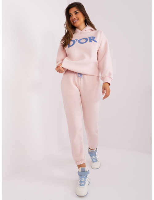 Light pink insulated cotton tracksuit 