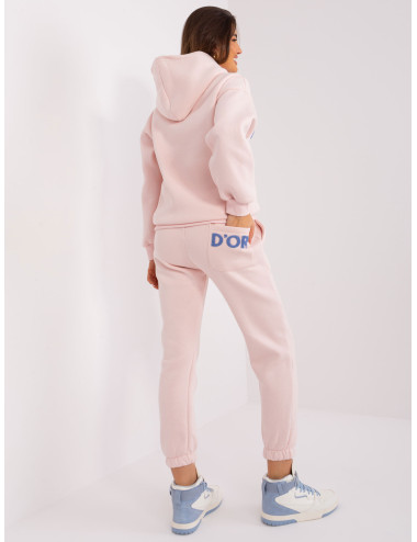 Light pink insulated cotton tracksuit 