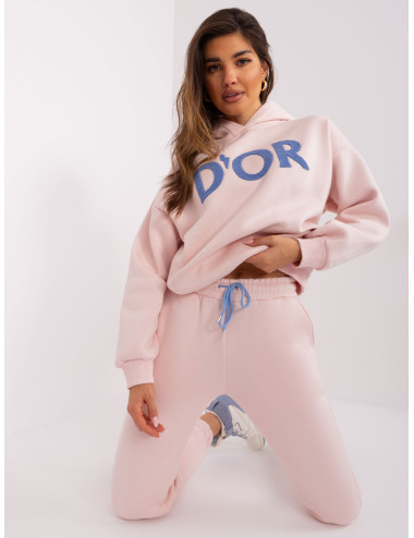 Light pink insulated cotton tracksuit 