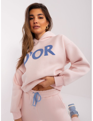 Light pink insulated cotton tracksuit 