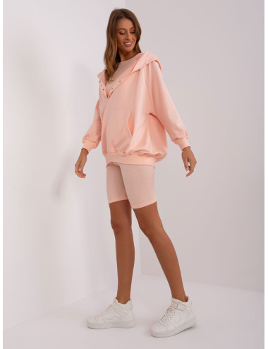 Peach cotton casual set with sweatshirt 