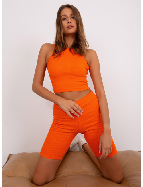 Orange casual three-piece set with top 