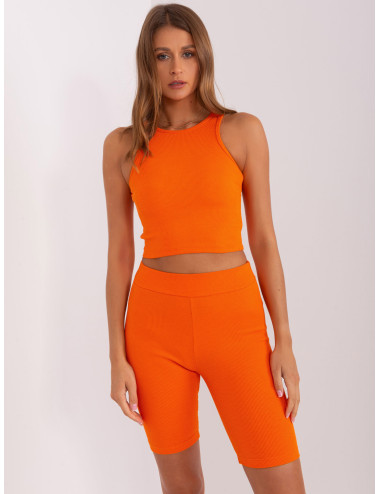 Orange casual three-piece set with top 