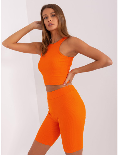 Orange casual three-piece set with top 