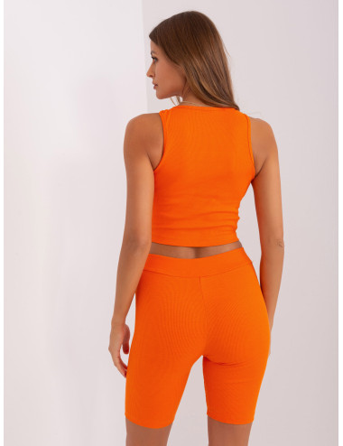 Orange casual three-piece set with top 