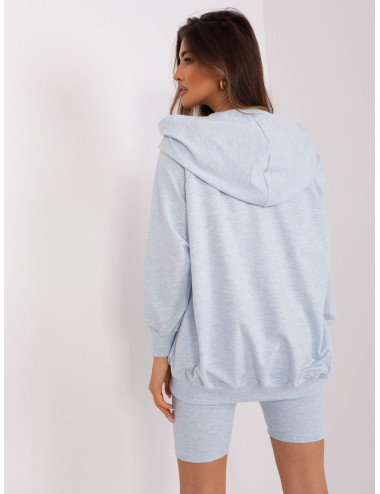 Light blue melange casual three-piece set with sweatshirt 