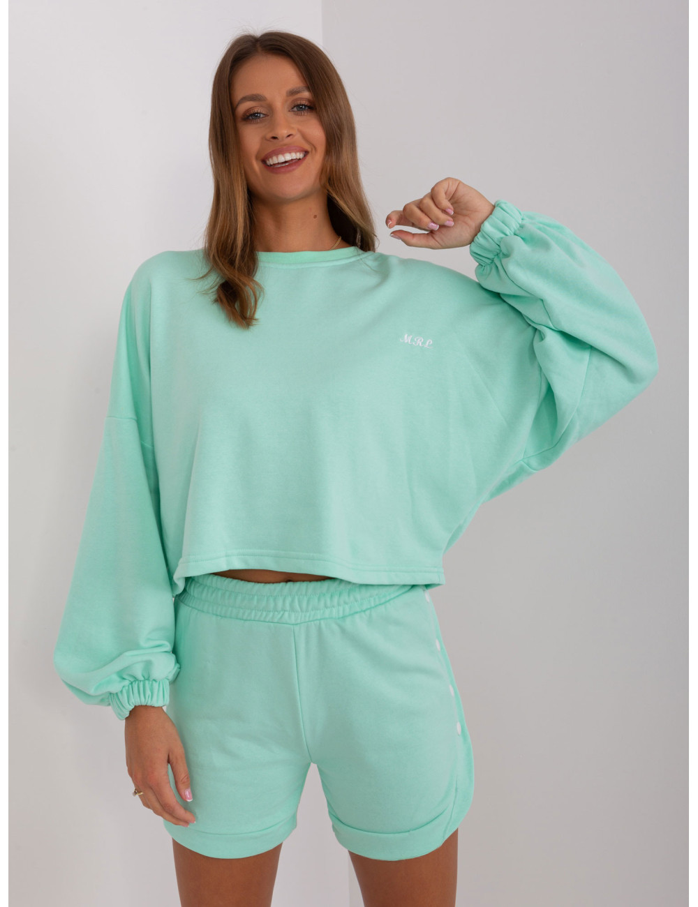 Mint two-piece tracksuit set with oversize sweatshirt 